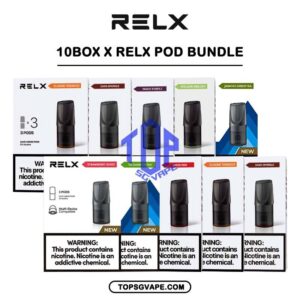 10 X RELX POD - TOP SG VAPE SINGAPORE SHOP The 10 X RELX POD Package Include : 10 Box x RELX POD Flavour Bundle Set Free Delivery The RELX POD CLASSIC VAPE Ready stock in our sg singapore store online shop for same day delivery.  is including 3 pods in per box of Classic First Gen Relx. The RELX Difference RELX combines cutting edge, next generation vaping technology with stylish, minimalist designs to give you products that are more elegant and sophisticated than you can find in any other online vapor store. Discover out signature Classic Tobacco , Cool Mint 5% Nicotine flavor, alongside popular options like Relx Pod Watermelon Ice, Tangy Grape , Tie Guan Yin , Jasmine Green Tea, Strawberry Burst, and Peach Oolong. For those craving extra sweetness, you can also enjoy Coke or Honeydew flavors. Specifications : Nicotine : 3% / 5% Capacity : 2ml Ceramic atomizing technology for authentic flavor and throat hit sensation ⚠️RELX CLASSIC POD COMPATIBLE DEVICE WITH⚠️ Relx Device Sp2 Blitz Device Instar Device Genesis Device DD3s Device DD Touch Device DD Cube Device ⚠️RELX CLASSIS POD FLAVOUR LINE UP⚠️ Classic Tobacco 5% Cool Mint 5% Coke Grape Green Bean Honeydew Icy Slush Passion Fruit Peach Oolong Watermelon Strawberry Burst (Ice) Jasmine Green Tea (Ice) Tie Guan Yin Tea (Ice) Green Grape (Ice) Long Jing Tea (Ice) SG VAPE COD SAME DAY DELIVERY , CASH ON DELIVERY ONLY. TAKE BULK ORDER /MORE ORDER PLS CONTACT ME : TOPSGVAPE (WHATSAPP) VIEW OUR DAILY NEWS INFORMATION VAPE : TELEGRAM CHANNEL