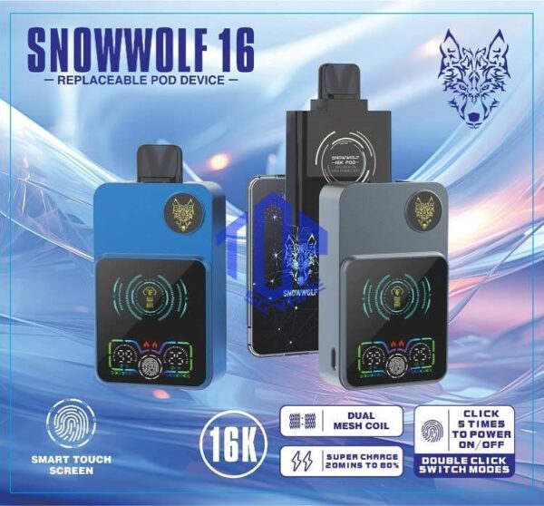 SNOWWOLF 16000 DISPOSABLE - TOP SG VAPE SINGAPORE SHOP The SNOWWOLF 16000 ( 16K Puffs ) STARTER KIT & CARTRIDGE POD Disposable vape Ready stock in our sg singapore store online shop for same day delivery. Introducing the innovative Snowwolf Smart HD with an impressive 16,000 puffs capacity. It feature a vibrant HD screen displaying your vaping duration, voltage level, battery life, and liquid percentage. Customize your experience with adjustable voltage settings from 5W to a powerful 15W, all powered by a reliable 650mAh battery with fast charging, 80% charge in just 20 minutes. Discover a unique feature - automatic vaping time monitoring for easy tracking of your sessions. Elevate your vaping experience with the Snowwolf . Locking/Unlocking the Device: To lock or unlock the device, press the button for 3 seconds. Switching Voltage: To switch the voltage, press the button 1 times. Each press will change the voltage in 1W increments. The available voltage options from 5W to 15W. STARTER KIT Package Include : X1 SNOWWOLF Device Battery X1 Prefilled Pod 16k Puffs CARTRIDGE Package Include : X1 Prefilled Pod 16k Puffs Specifition : Nicotine Strength: 50mg ( 5% ) Battery Capacity : 800mAh Wattage : 15-25 watts adjustable Charging : 20 mins super charge Coils : Dual Mesh Coil E-liquid capacity : 12ml ⚠️SNOWWOLF 16000 FLAVOUR LINE UP⚠️ Blow Pop (Strawberry BBG) Blue Power Watermelon (Berry Watermelon BBG) Meta Moon (Strawberry Watermelon Honeydew) Watermelon Mint Bubblegum Kiwi Passion Fruit Aloe Cream Cake Taro Ice Cream Double Mango Lychee Grape Strawberry Watermelon Strawberry Grape Candy Skittles SG VAPE COD SAME DAY DELIVERY , CASH ON DELIVERY ONLY. TAKE BULK ORDER /MORE ORDER PLS CONTACT ME : TOPSGVAPE (WHATSAPP) VIEW OUR DAILY NEWS INFORMATION VAPE : TELEGRAM CHANNEL