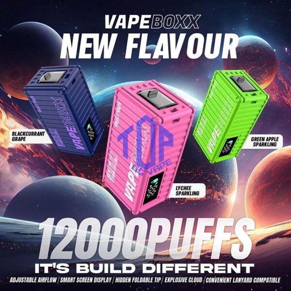 VAPEBOXX 12000 DISPOSABLE - TOP SG VAPE SINGAPORE The VAPEBOXX 12000 Puffs disposable box from VAULT VAPE is an innovative addition to the vaping market, offering an impressive puff capacity of 12,000 hits with a 5% nicotine concentration. Overall, the VAPE BOXX 12000 Puffs disposable box appears to combine a high puff count with several user-friendly features, making it an appealing choice for vapers seeking convenience, performance, and customization options. The Vape Boxx 12k Puffs vape support 12k puffs to you enjoy 1week and more to last, Get it enjoy it! Specifition : Smart Screen Display Hidden Foldable TIP Explosive Cloud Adjustable Airflow Convenient Landyard Compatible ⚠️VAPEBOXX 12000 FLAVOUR LINE UP LIST⚠️ Hazelnut Coffee Honeydew Melon Gummy Bear Grape Yogurt Double Mango Solero Ice Cream Energy Bull Strawberry Ice Cream Grape Apple Mixed Fruits Sour Bubblegum Original Yakult Grape Sparkling Green Apple Sparkling Lychee Sparkling Blackcurrant Grape Watermelon Bubblegum Kiwi Strawberry Apple American Oat Energy Drink Freezy Grape Grapple Lychee Ice Mango Ice Mineral Water Pineapple Sparkling Cola Strawberry Ice Watermelon Ice SG VAPE COD SAME DAY DELIVERY , CASH ON DELIVERY ONLY. TAKE BULK ORDER /MORE ORDER PLS CONTACT ME : TOPSGVAPE (WHATSAPP) VIEW OUR DAILY NEWS INFORMATION VAPE : TELEGRAM CHANNEL